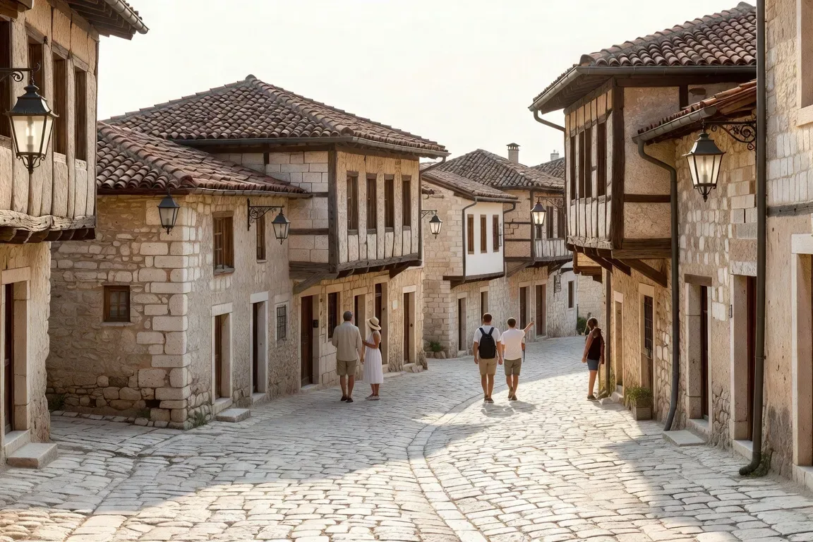 Ruelles médiévales de la vieille ville de Korčula, pavés en pierre blanche