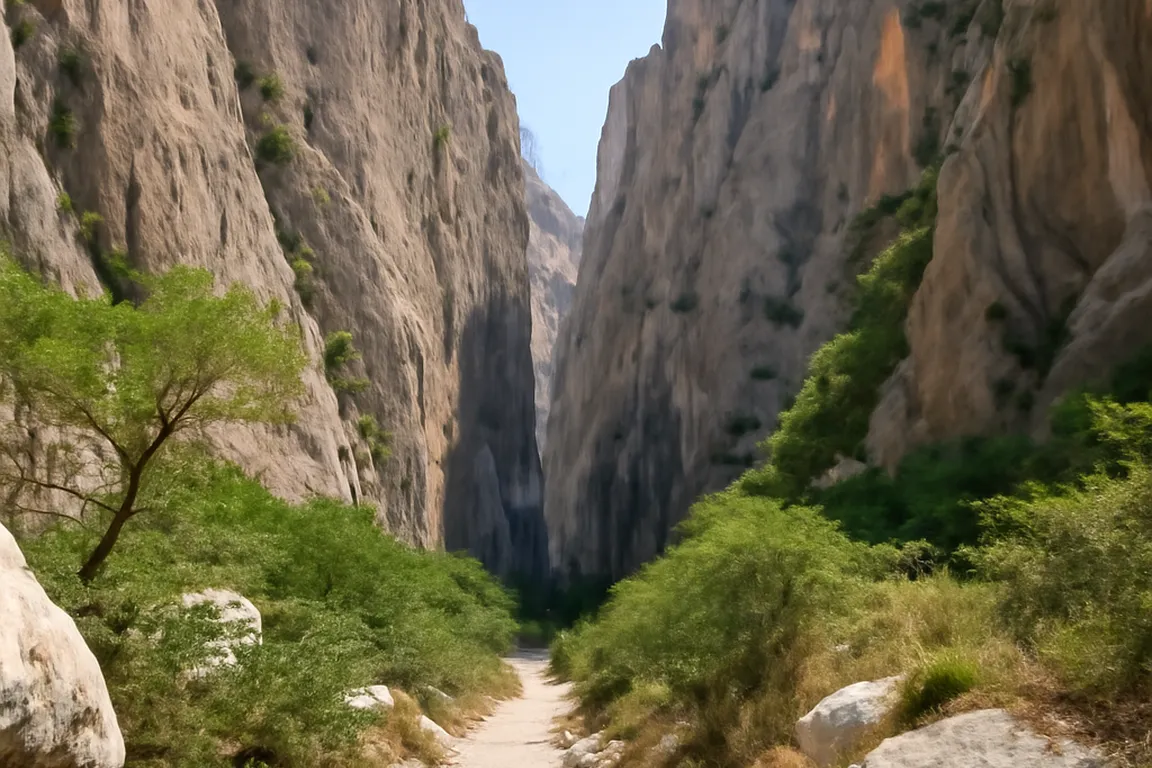 Gorge étroite du canyon de Paklenica avec parois calcaires verticales et sentier balisé
