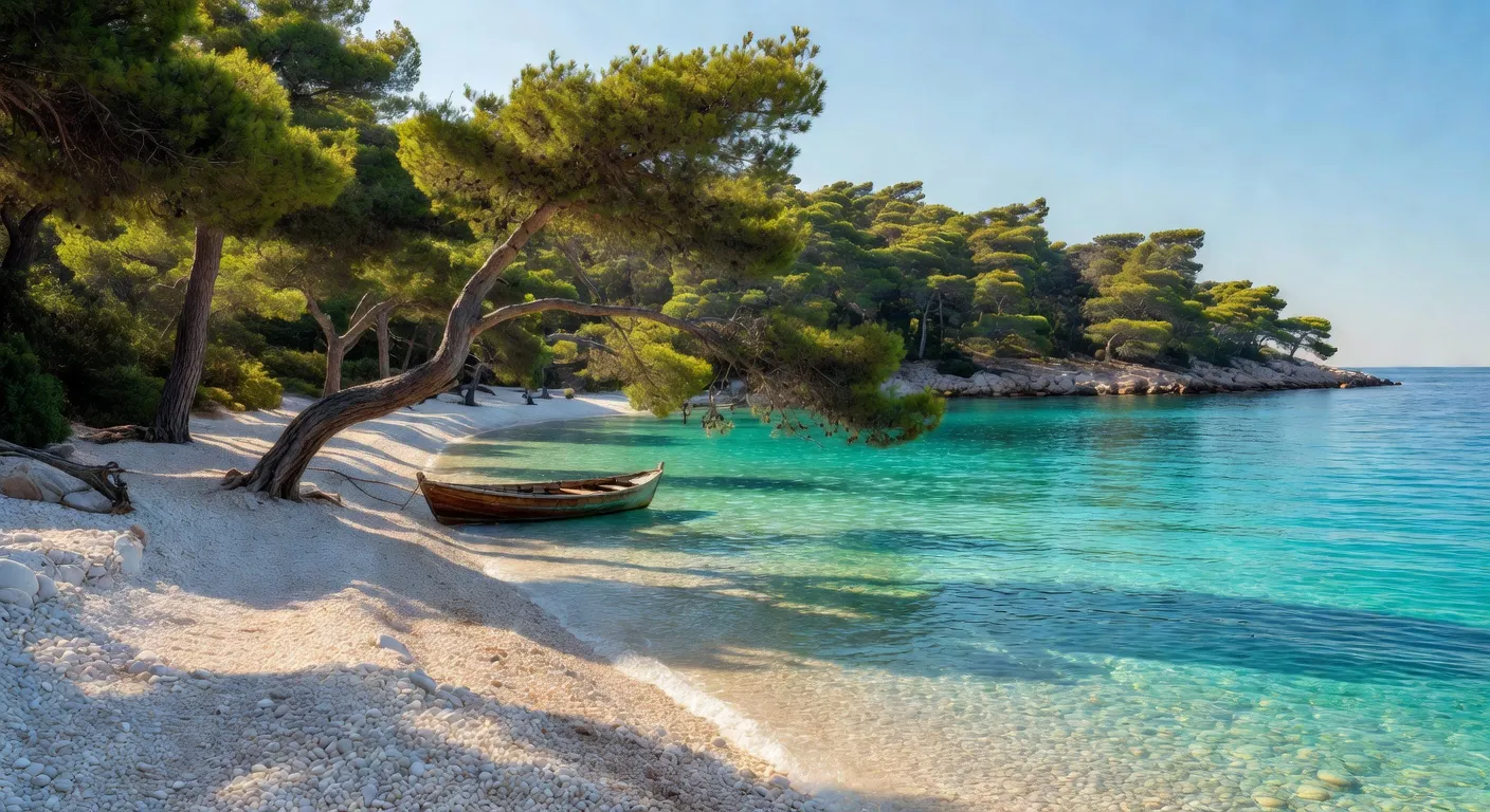 Plage secrète sur une île croate aux eaux turquoise
