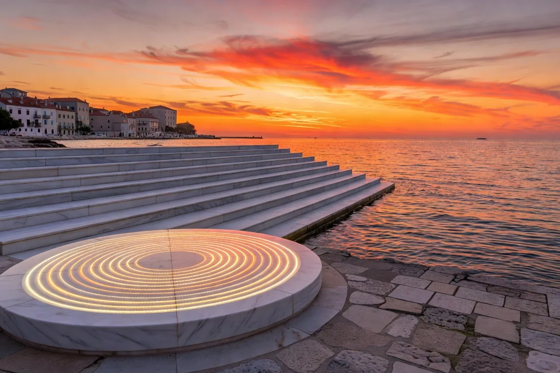 Orgue marin et Salut au Soleil a Zadar au coucher du soleil