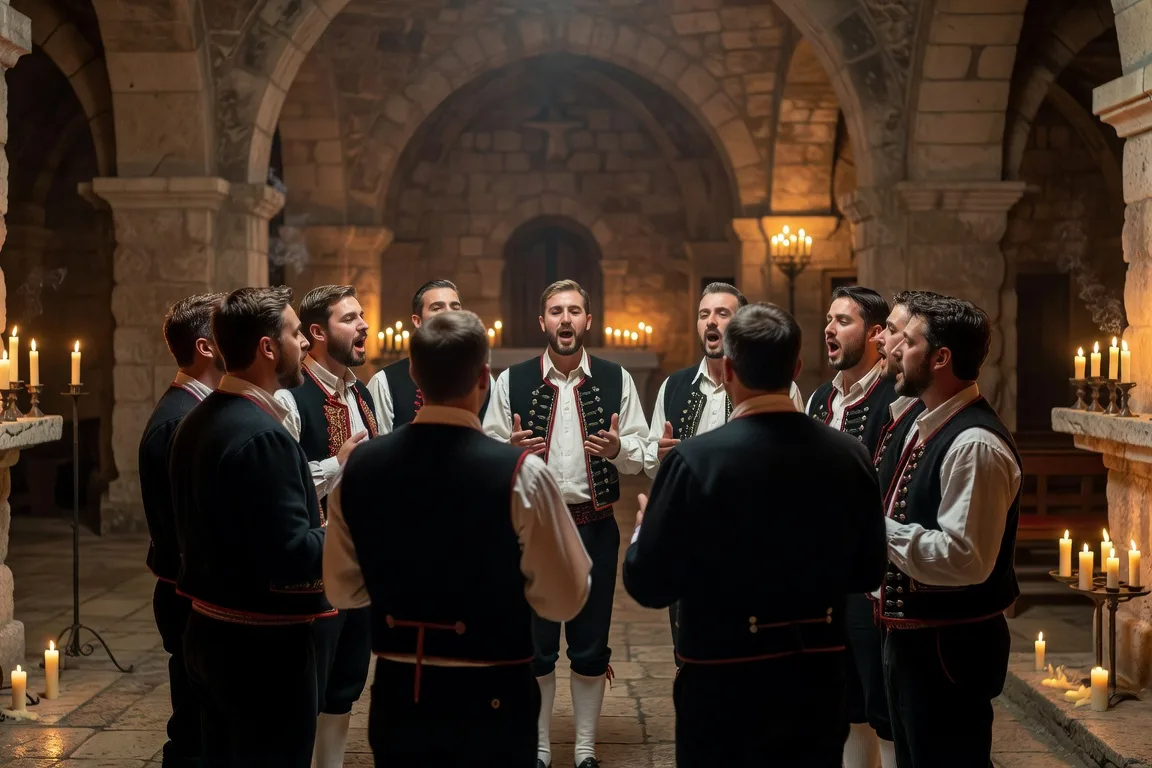 Chant klapa traditionnel dans une église historique dalmate